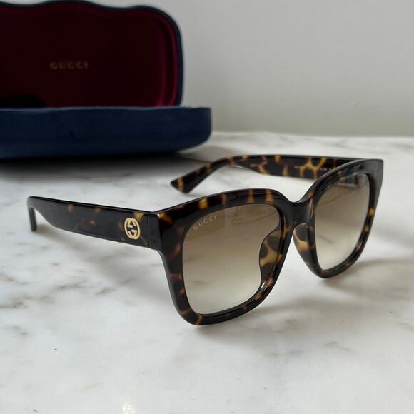 NEW Gucci GG1338S Havana Brown Square Sunglasses - Picture 7 of 9